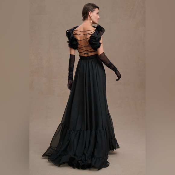 MAC DUGGAL INDY /LEENA ruffle tiered cut-out back chiffon gown / dress - Picture 13 of 16